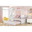 Lit simple en bois avec lit gigogne simple (blanc)