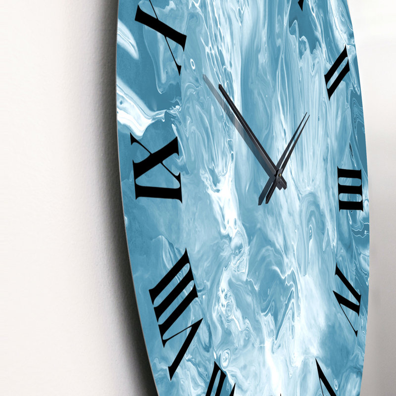 Nuage liquide bleu clair - horloge murale moderne, Grand