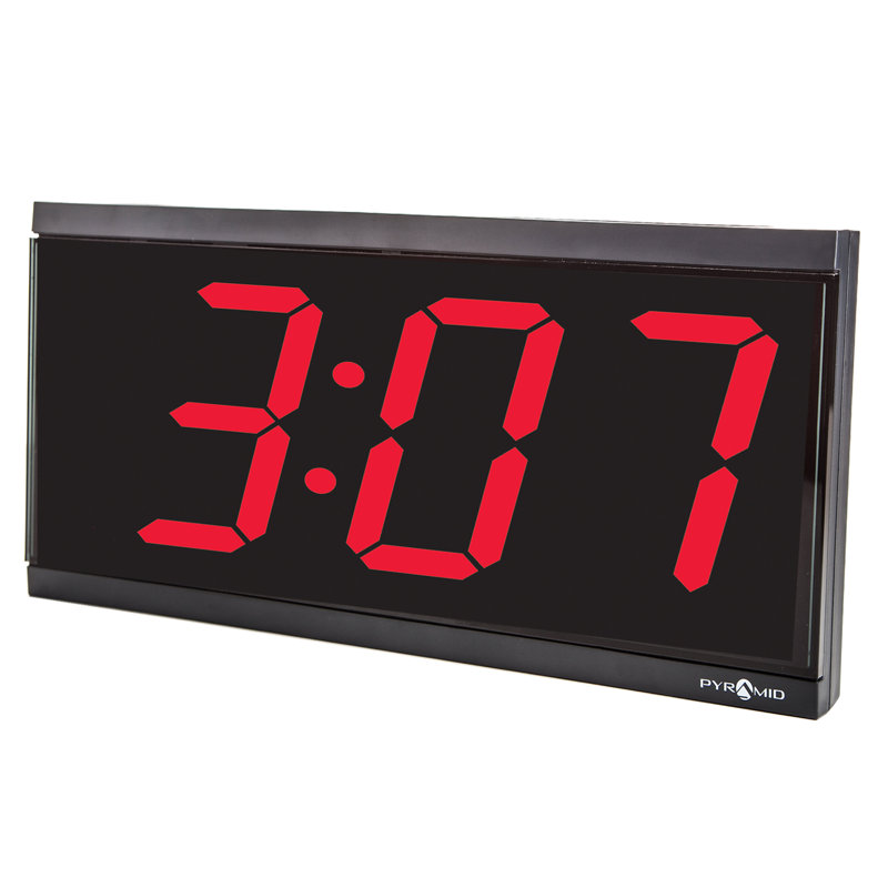 Black Rectangular 4-Digit Red LED Digital Wall Clock