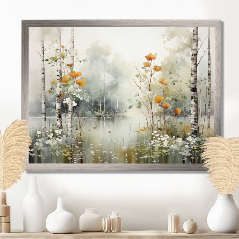 Binimal minimalisme forêt bois I - impressions sur toile forêt, Cadre flottant noir, H 30 po x l 40 po x P 1,5 po
