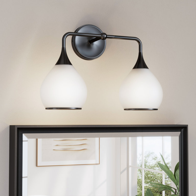 Dimmable Elegant Vanity Light Mirror Headlights, Metal Frame, Matte Black, 2 Lights