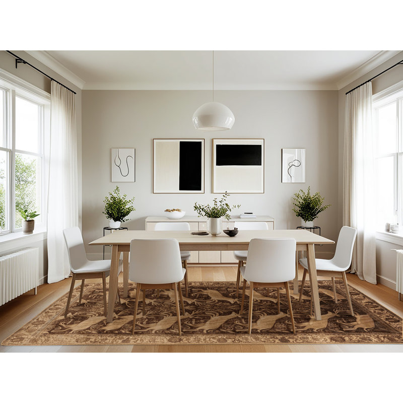 Machine Washable Persian Brown Area Rug, Rectangle 7' x 10'