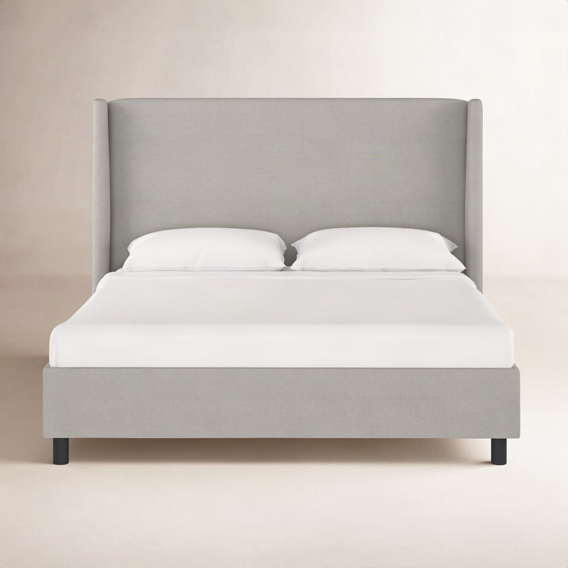 Tilly Upholstered Low Profile Platform Bed, Classic Grey Linen, Full