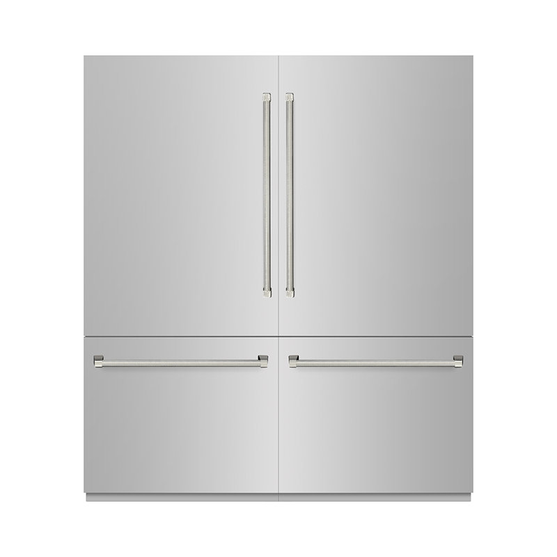 ZLINE Autograph 72 in. Built-In Refrigerator w/ Gray Interior and Polished Nickel Helix Handles, Polished Nickel