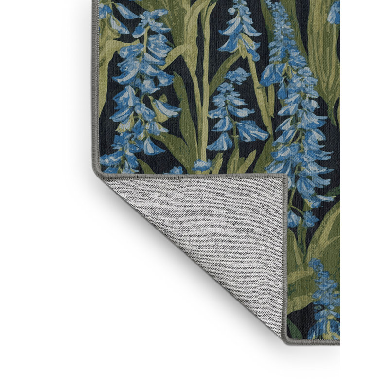 Tapis gris botanique lavable à la machine, Carré 6 pi