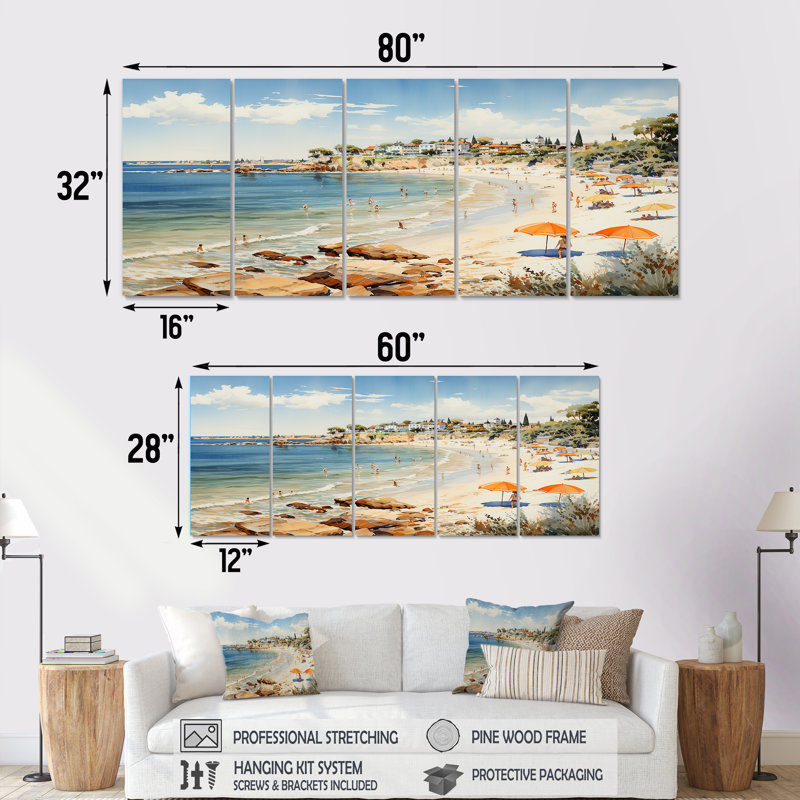Ensemble d'art mural rétro 5 jours plage, H 32 po x l 80 po