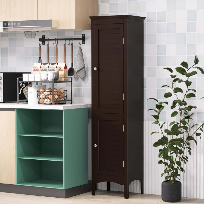 Compact Bathroom Cabinet Linen Cabinet, Brown