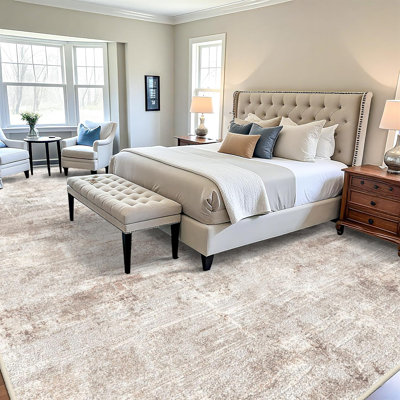 Washable Abstract Area Rug - Rugs for Living Room Large Non Slip Indoor Entryway Rubber Backing Carpet Bedroom Kitchen Distressed Stain Resistant Floor Decor Mat Machine Washable Brown
