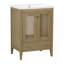 Meuble-lavabo 24 po avec lavabo en céramique, armoire de rangement en rotin avec deux portes et tiroir, structure solide, naturel