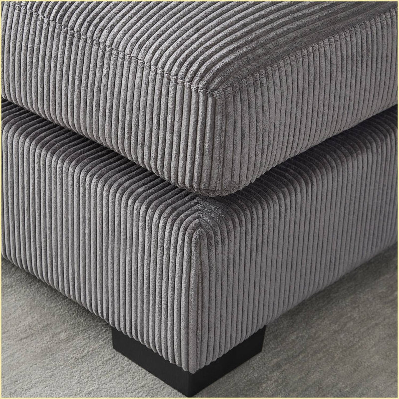 108" Reversible L-Shaped Couches With Deep Seat, Gray