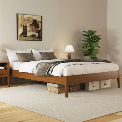 Queen Size Solid Dry Bamboo Wood Platform Bed Frame