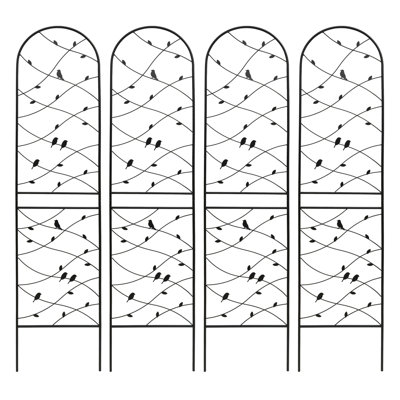 4 Pack Metal Rustproof Garden Trellis with Bird Design, 86.7" x 19.7"