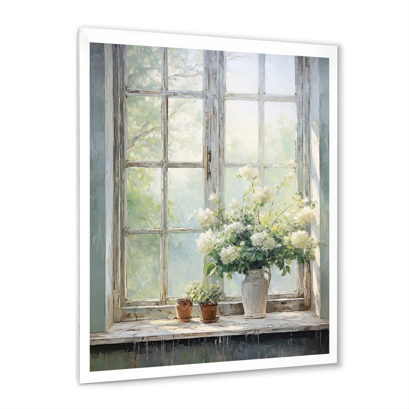 «Countryside Calm Blooms Farm Windows I», art mural pour fenêtres de ferme, H 40 po x l 30 po, Single Picture Framed