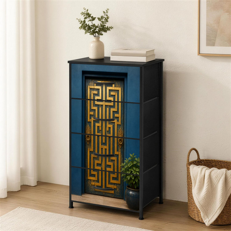 Petite commode à 4 tiroirs pour chambre à coucher avec porte d'entrée Mid Mid Century