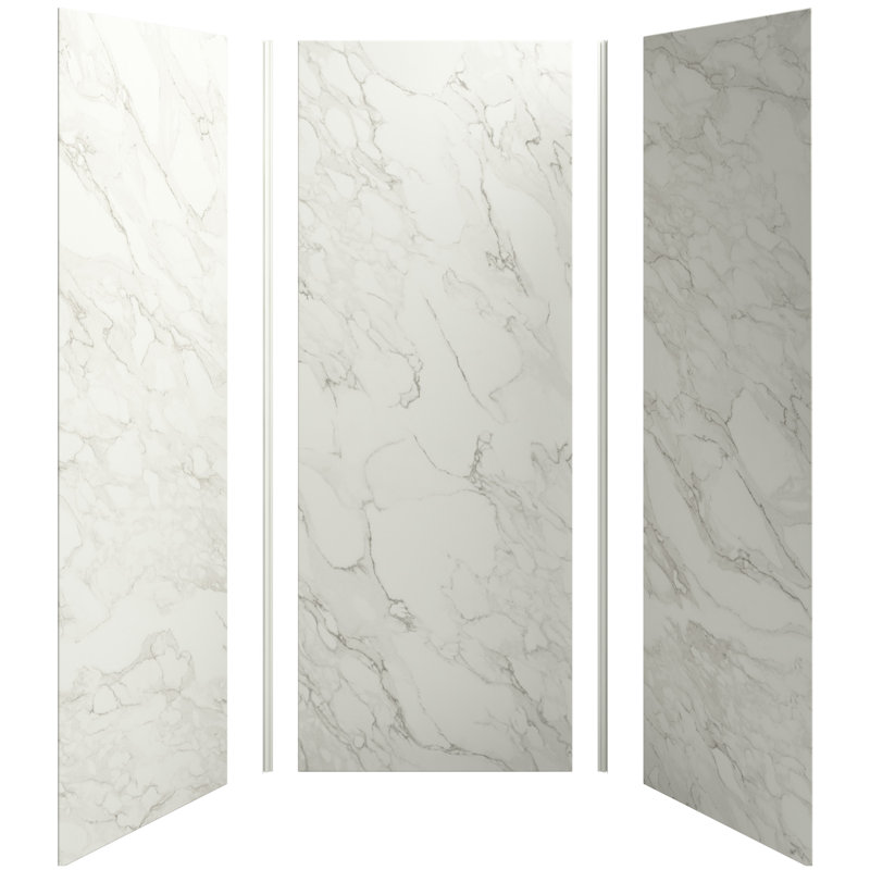 Choreograph Three Panel Shower Wall, White, 96" H x 36" W x 36" D