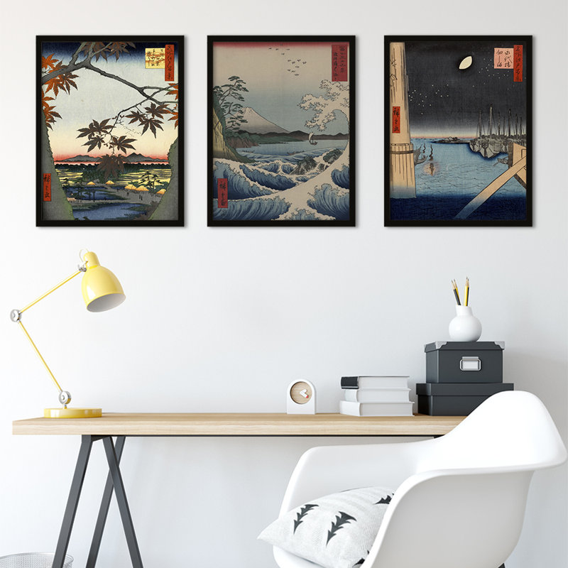 Japanese Woodblock Utagawa - 3 Piece Single Picture Frame Art Prints