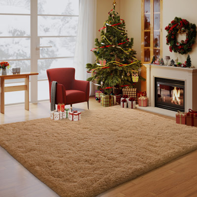 Solid Rug Soft Fluffy Camel Indoor Area Rug for Living Room Bedroom Nursery Kids Room