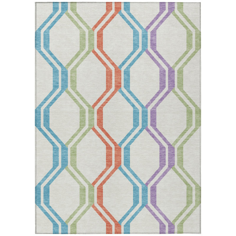 Machine Washable Indoor/Outdoor Chantille ACN2326 Mid-Century Modern Rug, Rectangle 8' x 10'