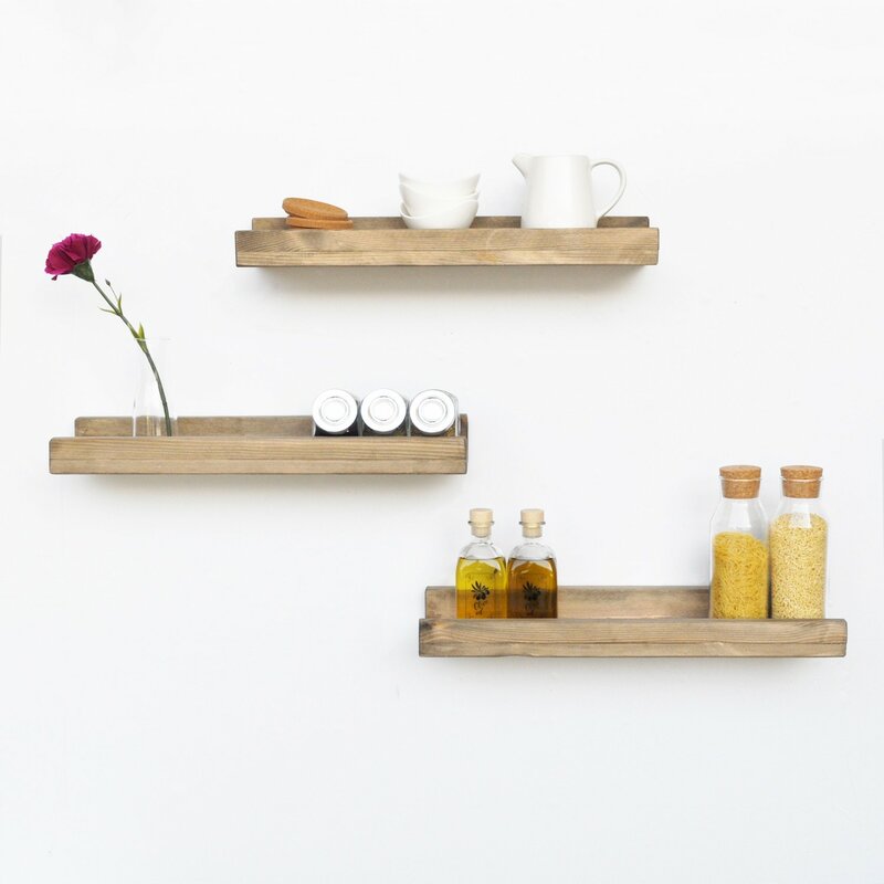 Bless international 3 Piece Solid Wood Floating Shelf | Wayfair