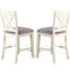 Chaises de comptoir à dossier, de 2 - Polyfibre en mousse de bois d'hévéa fabriquée en blanc et gris, idéale pour la salle à manger avec des sièges confortables et des chaises contemporaines