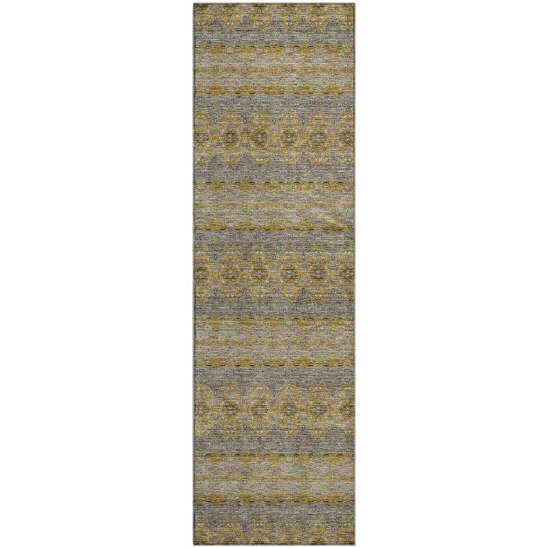 Premium Machine Washable Cerrito Gold Rug, Runner 2'3" x 7'6"