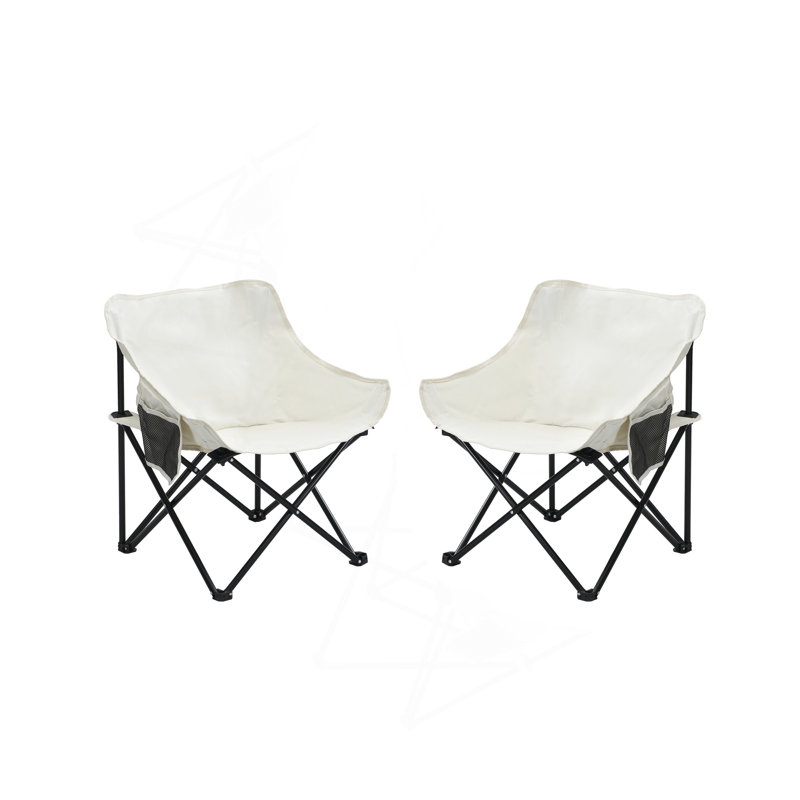 2 chaises de camping d'extérieur pliables / portatives, sac de transport, Beige