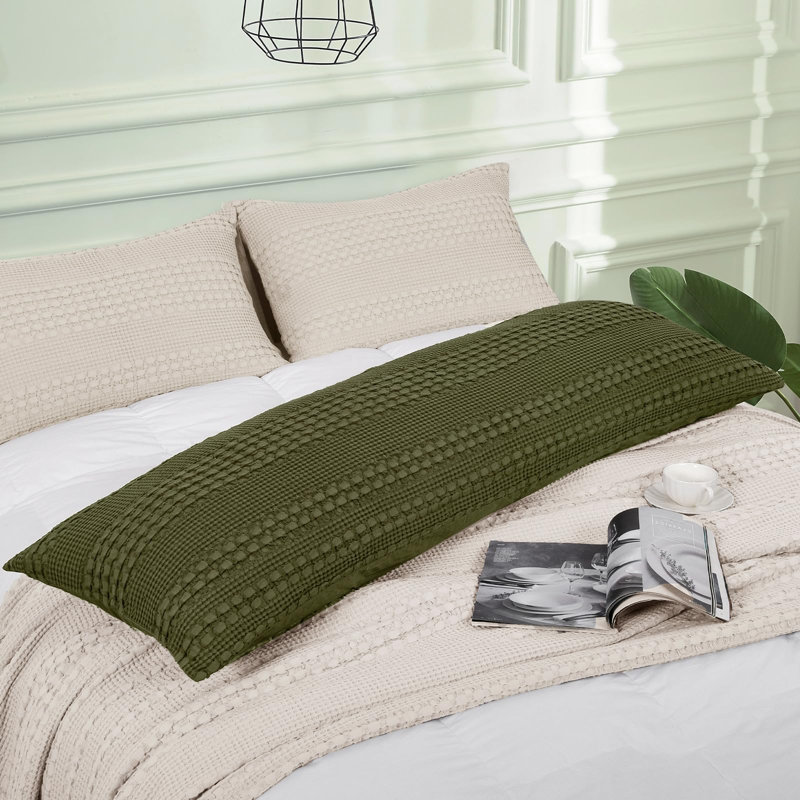 PHF 100% Cotton Waffle Body Pillowcase with Zipper, 1 Pack 20" x 54" Soft Skin-Friendly Pillow Sham, No Filling