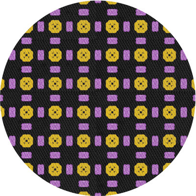 Tapis noir / jaune / indigo tissé à la machine