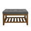 Grande table basse avec repose-pieds capitonné en lin et structure en bois de hêtre, repose-pieds surdimensionné pour le salon-111169076