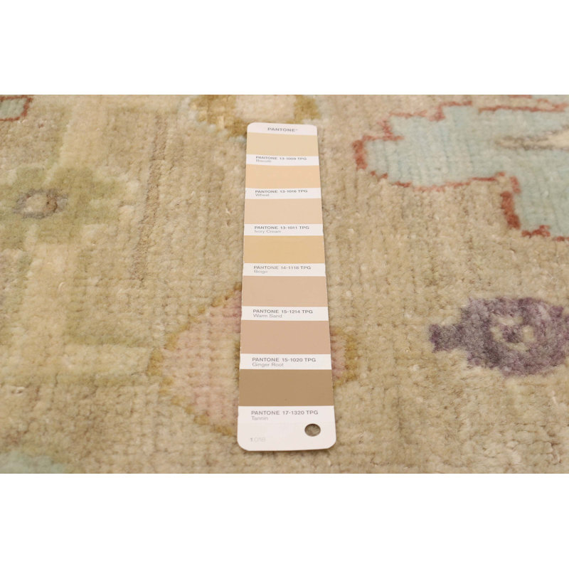 Tapis kaki moderne en laine noué à la main 9 pi 9 po x 13 pi 6 po