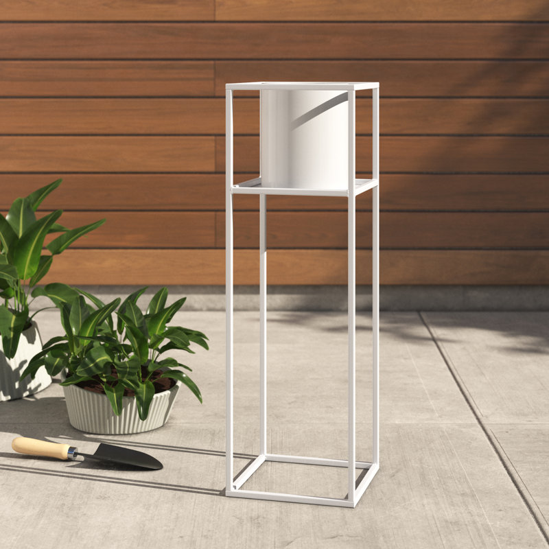 Pot de fleurs en plastique Doorfield, H 26,75 po x l 8,5 po x P 8,5 po, Blanc