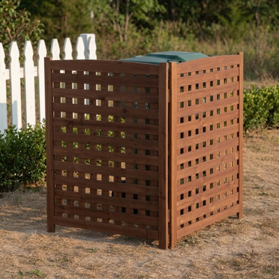 Clôture d'intimité extérieure avec trois panneaux pour dissimuler le climatiseur, fabriquée en bois, chaque section mesure 32 po de largeur x 38 po de hauteur