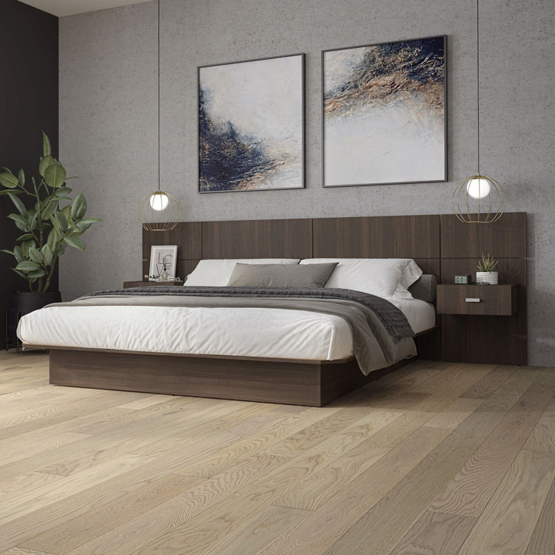 Katsuki Bedroom Platform Bed with Headboard and Nightstands (2) – Easy Assembly, No Box Spring Required, Walnut, Queen