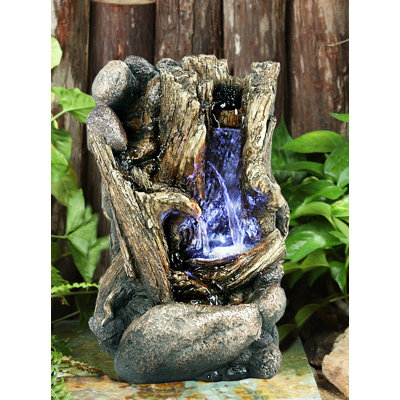  Fiber and Resin Tree Trunk Fountain with LED Light