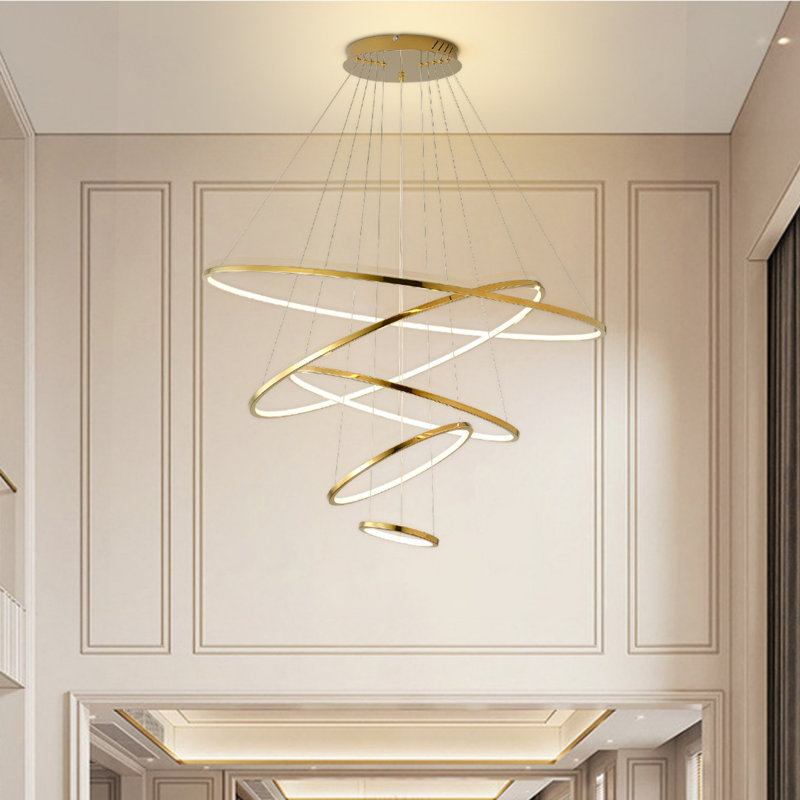 Luminaire suspendu haut de gamme moderne à 5 anneaux Bariah