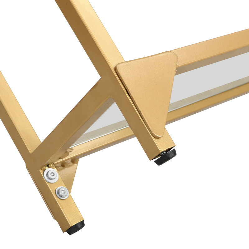 Console élégante 56 po avec plateau en verre trempé Elegant Gold, Or