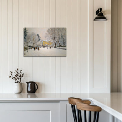 «Winter Landscape Wall Art - Snow Scene», reproduction d'art sur toile, décorations d'hiver rétro pour décoration de salon Winter-Wonderland, impression sur toile encadrée, 24 po x 36 po