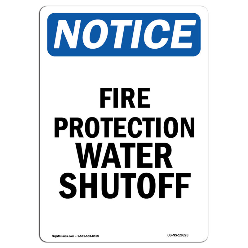 Fire Protection Water Shutoff Sign