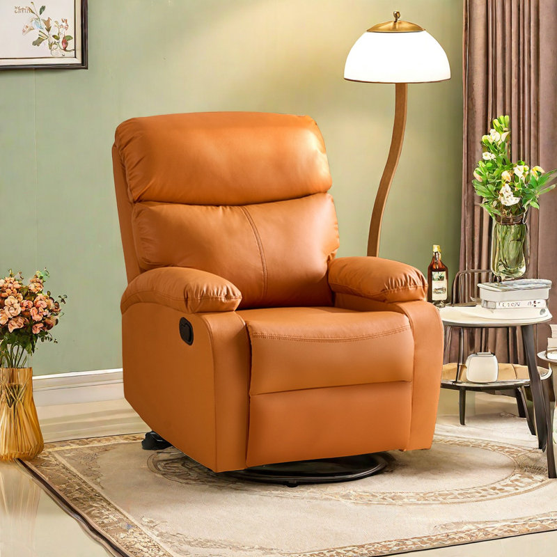 Fauteuil inclinable pivotant en similicuir Koumarianos, Orange