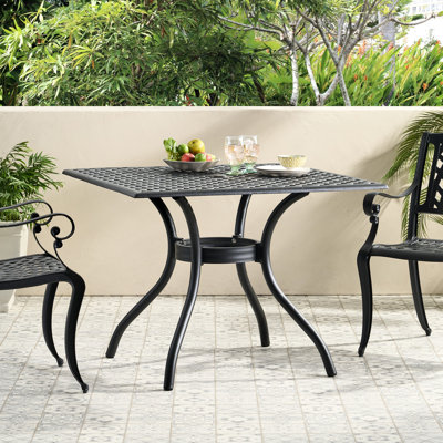 Table de patio carrée en aluminium noir sable, 38,99 cm, modèle Captivate, légère, couleur sable