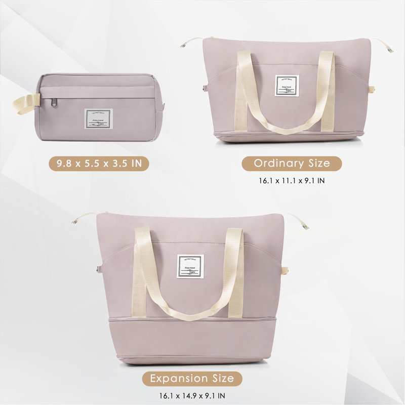 Ensemble de 3 valises rigides avec serrure TSA, comprenant une valise à roulettes de 14/20 pouces, un sac de voyage extensible, une trousse de toilette étanche et une poignée réglable.