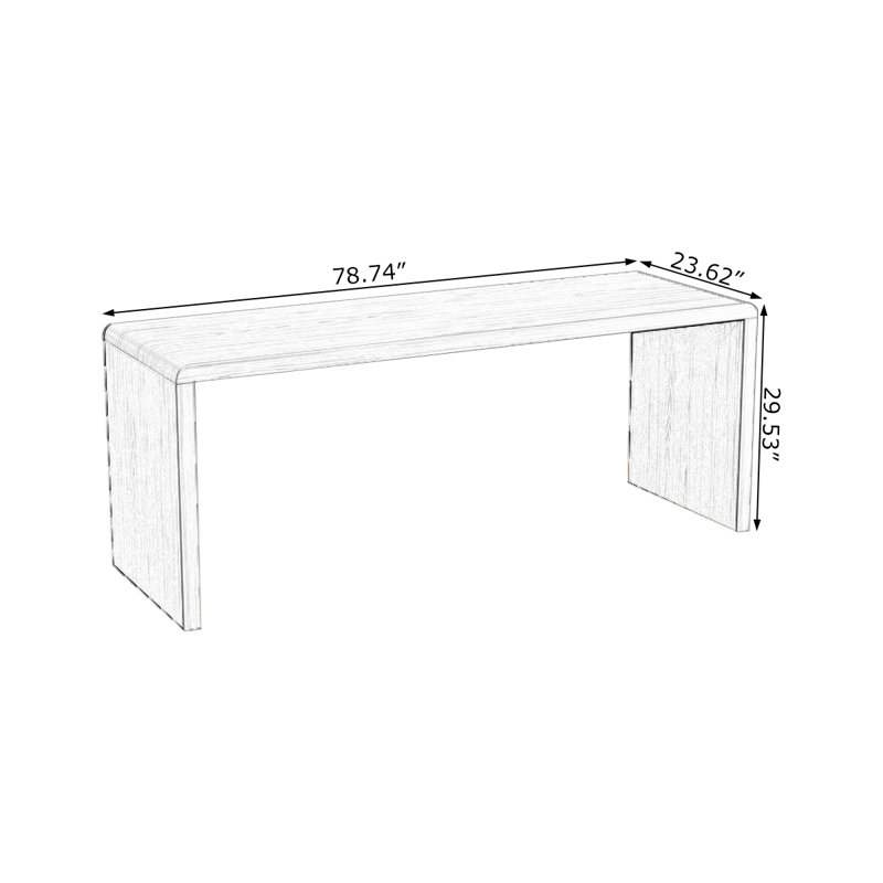Brown Rectangular Solid Wood desk, 29.53" H x78.74" W x 23.62" D