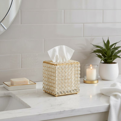Tejido Gold Cristal Tissue Box Holder