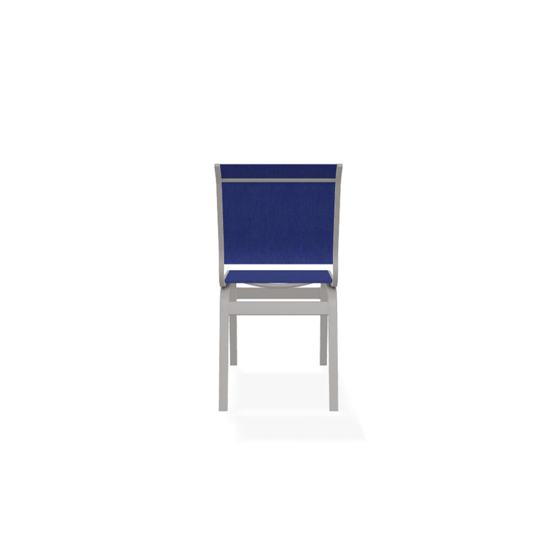 Chaise d'appoint de salle à manger Hiraku, Atlantis bleu royal Sunbrella®, Gris chaleureux texturé