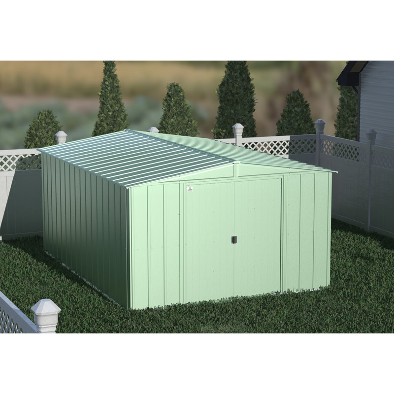  Arrow Classic Steel Storage Shed, Green, 10 ft. W x 14 ft. D