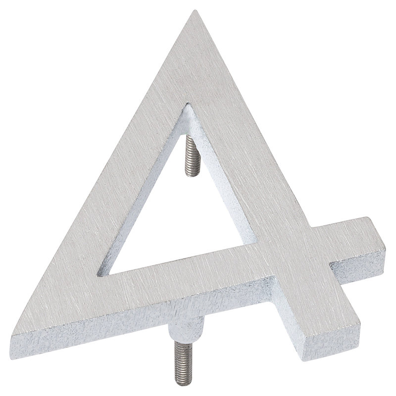 4'' H Metal House Number, 4, Satin Nickel/White