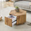 Table basse hexagonale en bois aggloméré d'aspect bois avec tiroir, peu encombrante pour le salon, conception stable