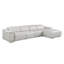 Canapé modulaire en L en cuir véritable 4 pièces faisant face à droite gris clair avec 3 fauteuils inclinables électriques et appuis-tête réglables-130816887-130816885