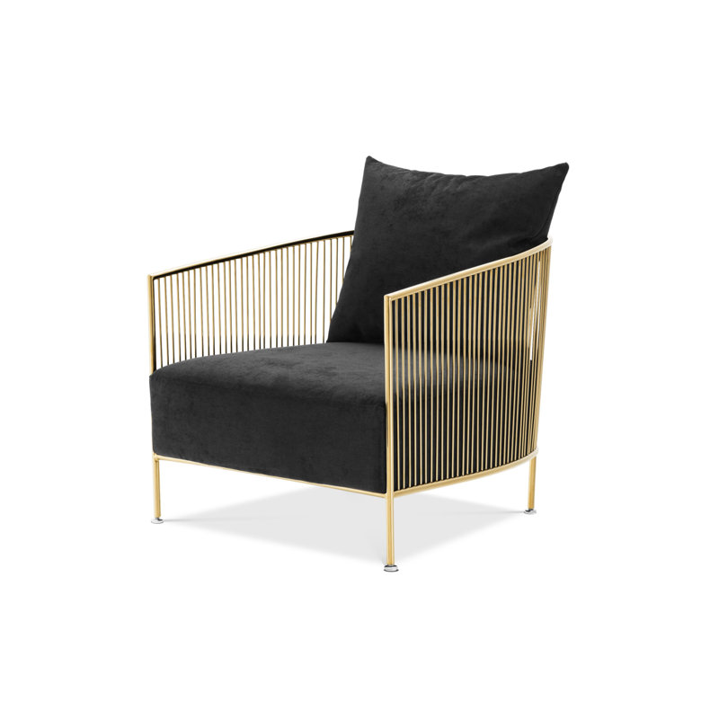 Chaise Knox, Mélange de térylène noir, Laiton