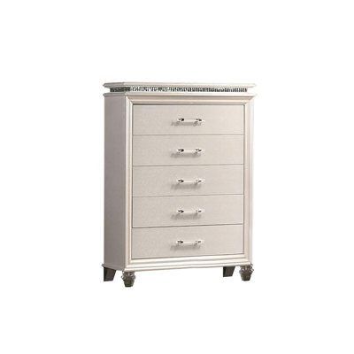 Commode en bois massif à 5 tiroirs Jolynda